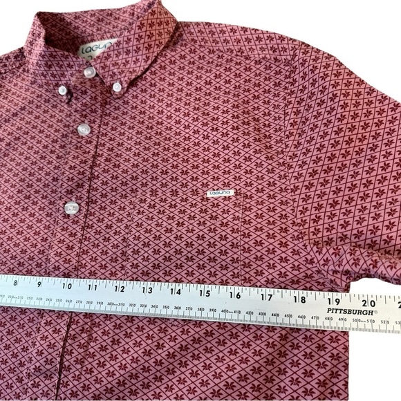 Laguna Red Tropical Short Sleeve Shirt Button Up Mens Medium - Picture 4 of 6